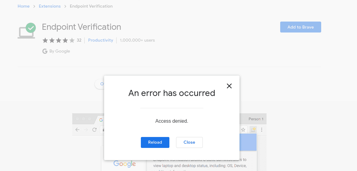 1 Step Fix: "An Error Has Occurred Access Denied." in Brave Browser Chrome Extension Store cover image