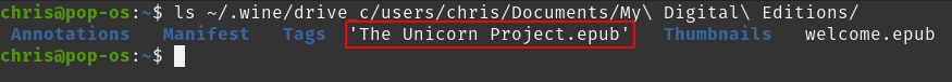 epub made from ADE in wine on linux