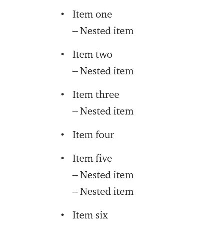 How to make indented bullet points on medium.com
