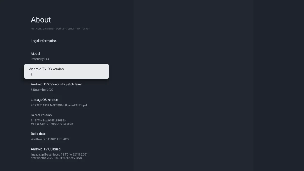 Lineage OS on a Raspberry 4 for a smart TV